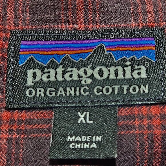 Vintage Patagonia Men's Red Plaid Organic Cotton Button-Up Long-Sleeve Shirt XL - Picture 3 of 16